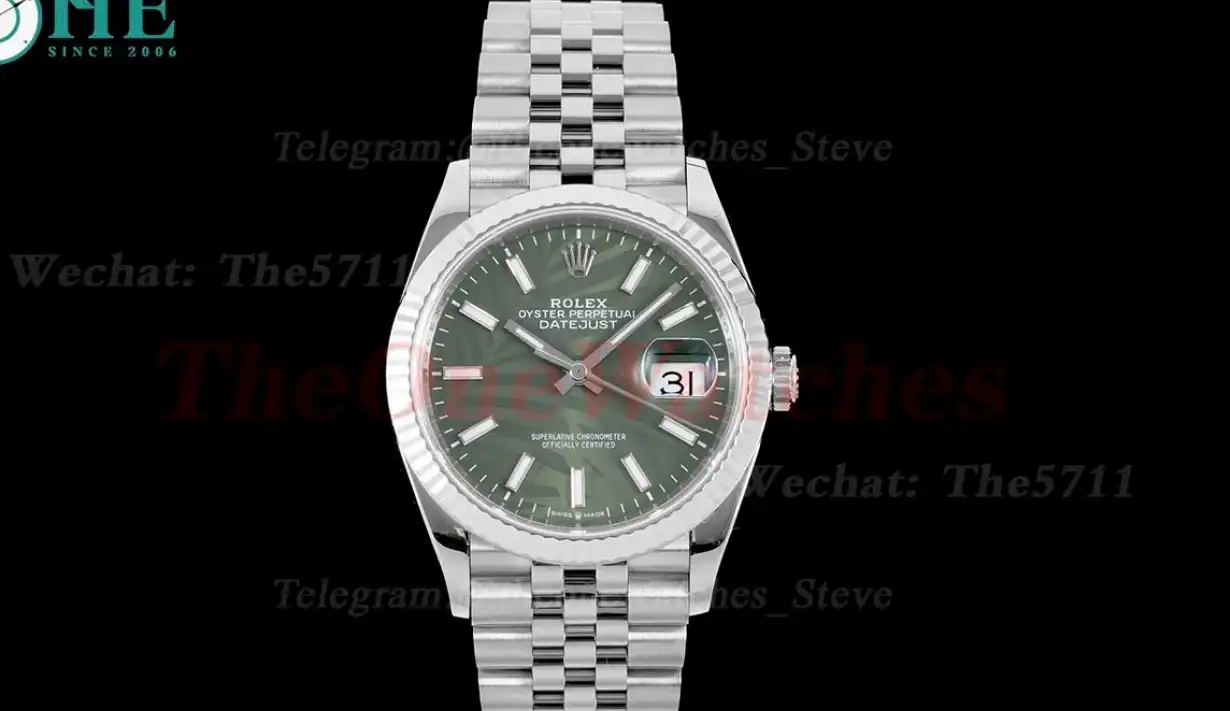 Datejust 126234 36mm Jub SS SS Palm Motif Green Stk VSF VS3235