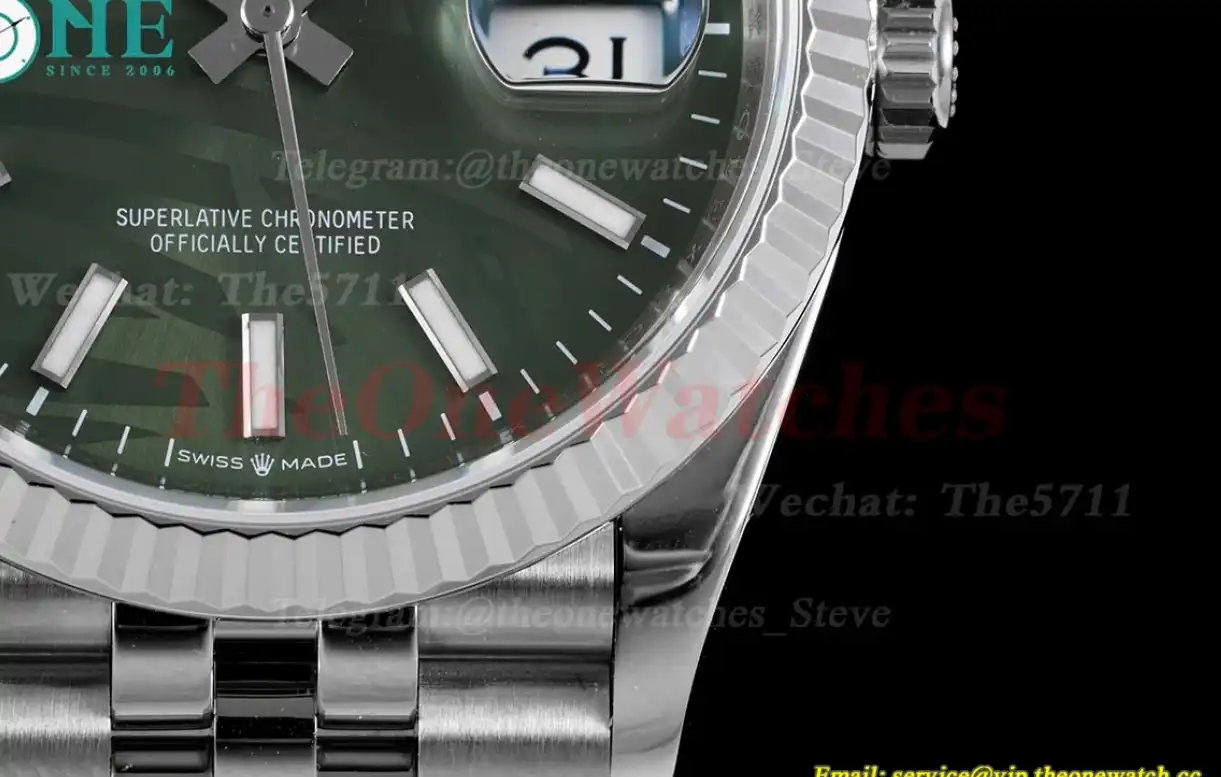 Datejust 126234 36mm Jub SS SS Palm Motif Green Stk VSF VS3235