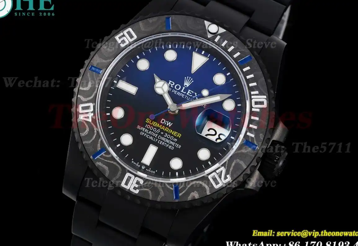 Submariner DIW 40mm 904L DLC DLC Blue Blk Dial VSF VS3135