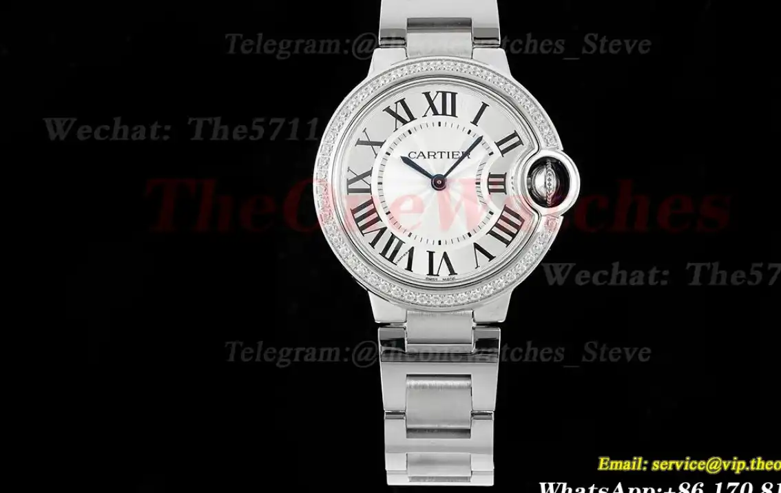 Ballon Bleu De Cartier 33mm Dia SS SS White Dial AF Quartz