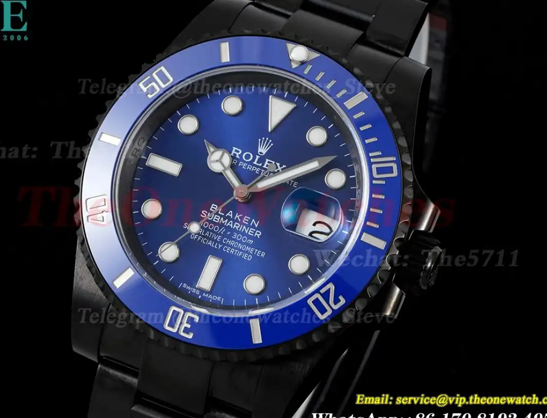 Blaken Submariner 40mm Blue Dot DLC SS V6F VS3135