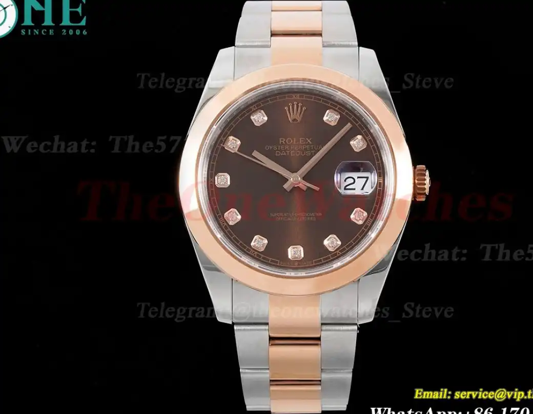 Datejust 126301 41mm Oyster 904L SS RG Brown Dia King VR3235