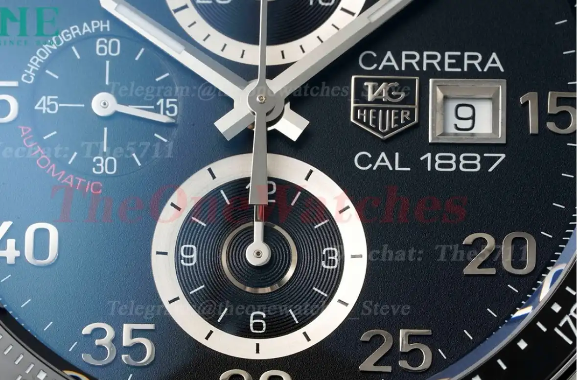 Carrera Heuer 43mm SS SS Black Num V6F A1887