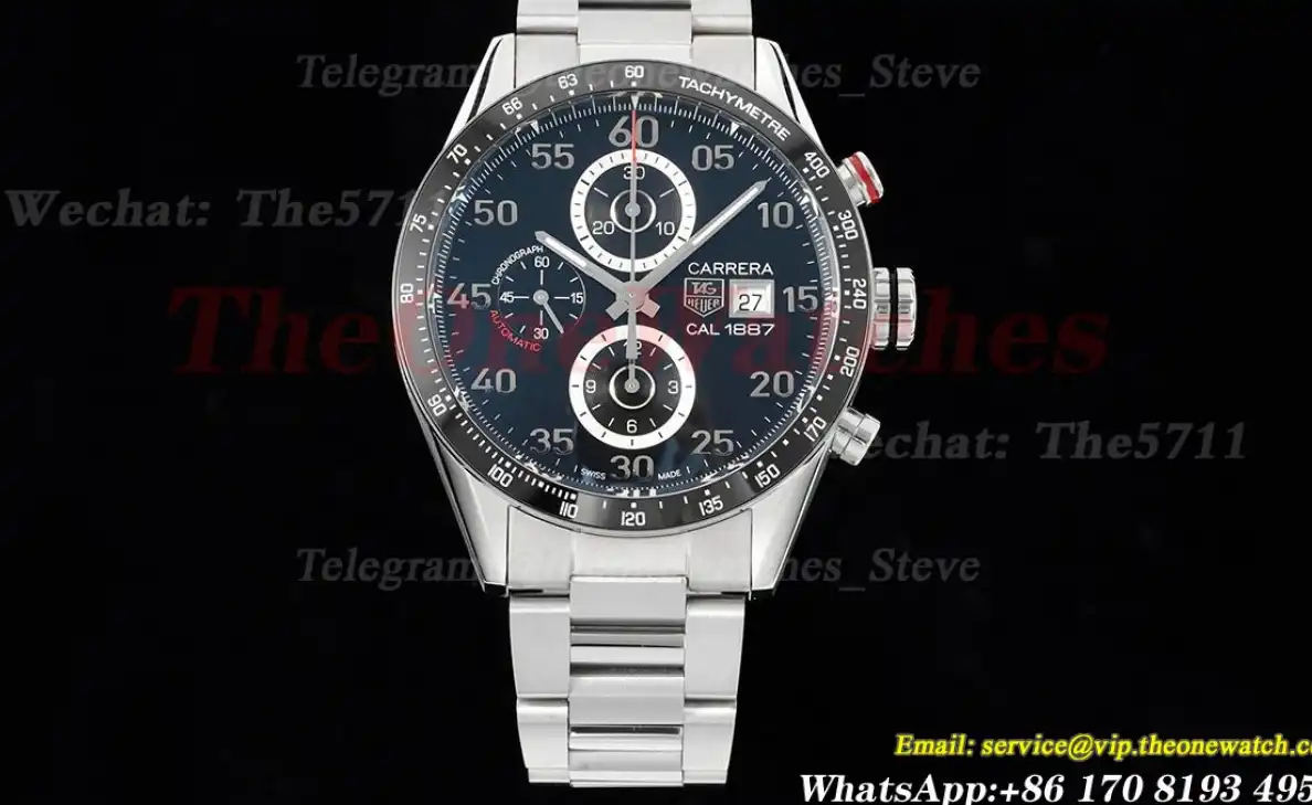 Carrera Heuer 43mm SS SS Black Num V6F A1887