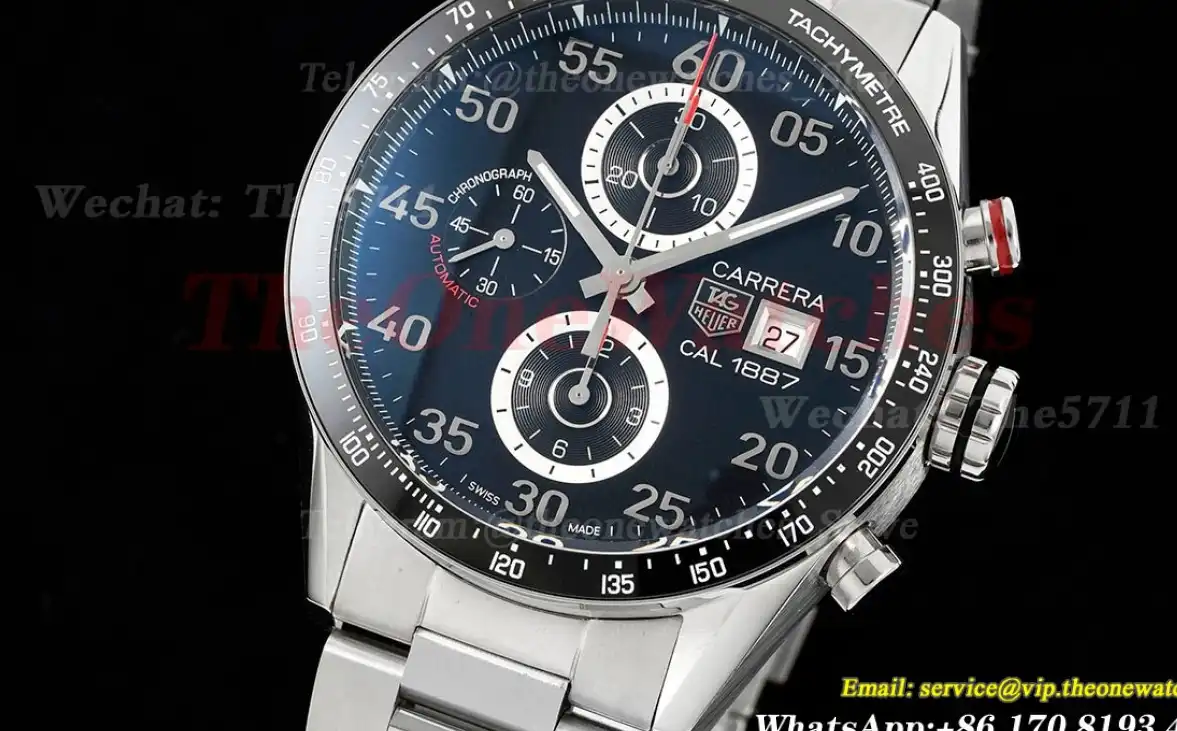 Carrera Heuer 43mm SS SS Black Num V6F A1887