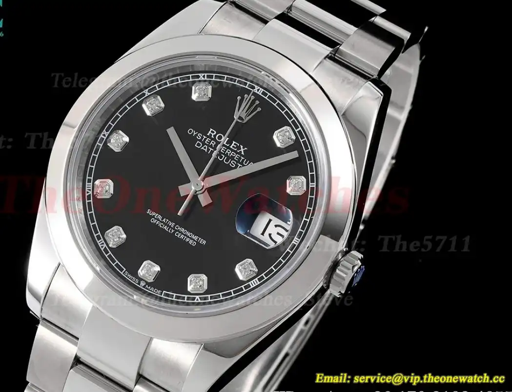 Datejust 126300 41mm Oyster 904L SS SS Black Dia King VR3235