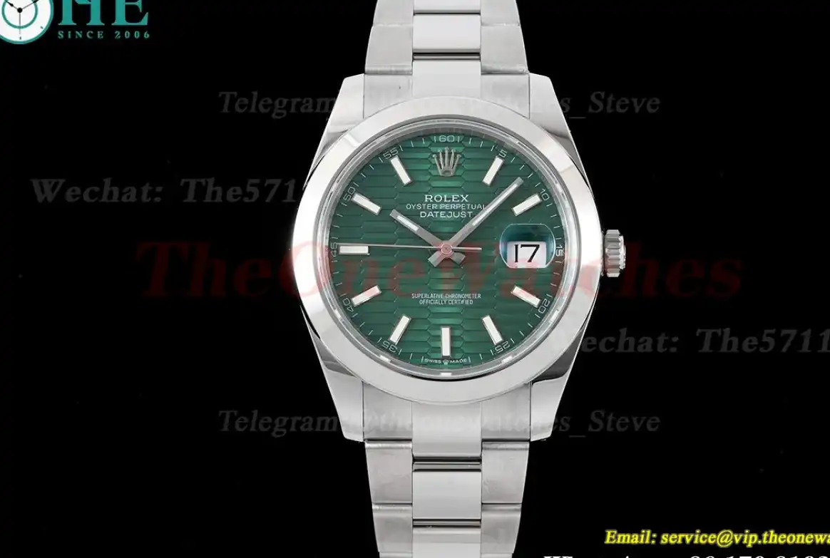 Datejust 126300 41mm Oyster 904L SS SS Green Textured King VR3235