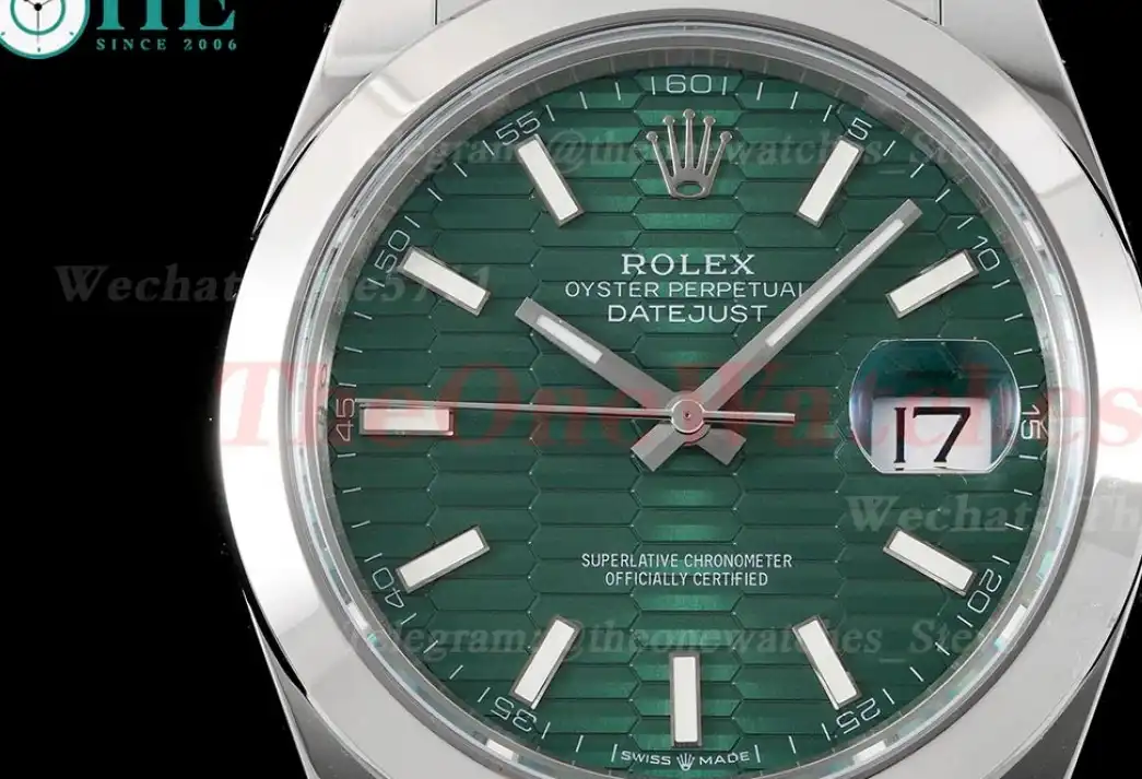 Datejust 126300 41mm Oyster 904L SS SS Green Textured King VR3235