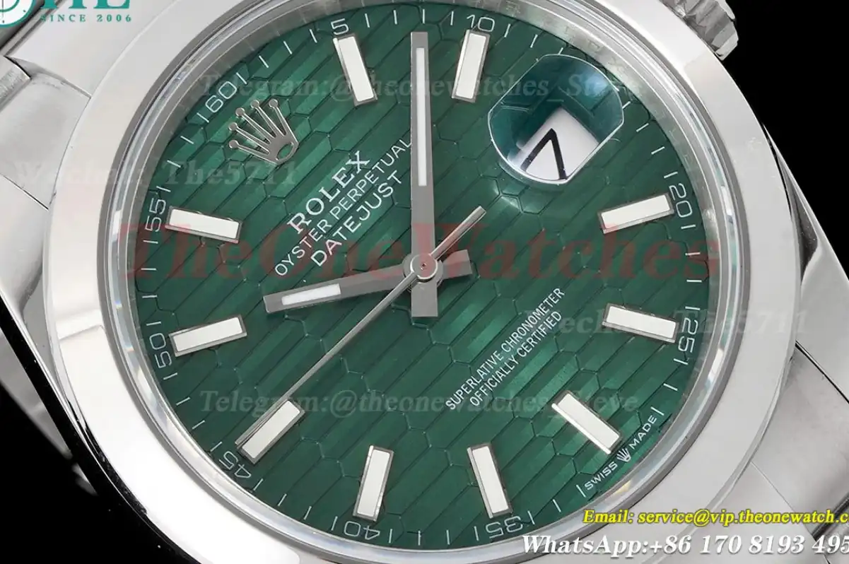 Datejust 126300 41mm Oyster 904L SS SS Green Textured King VR3235