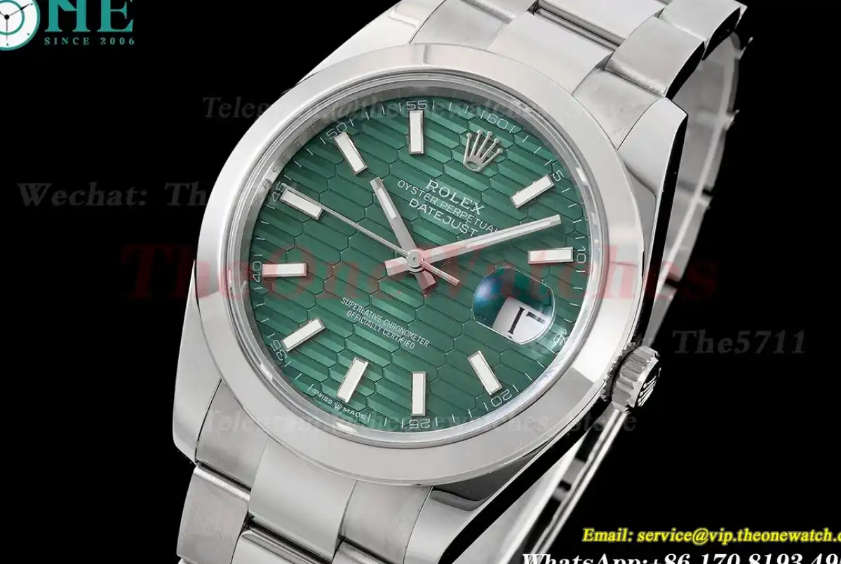 Datejust 126300 41mm Oyster 904L SS SS Green Textured King VR3235