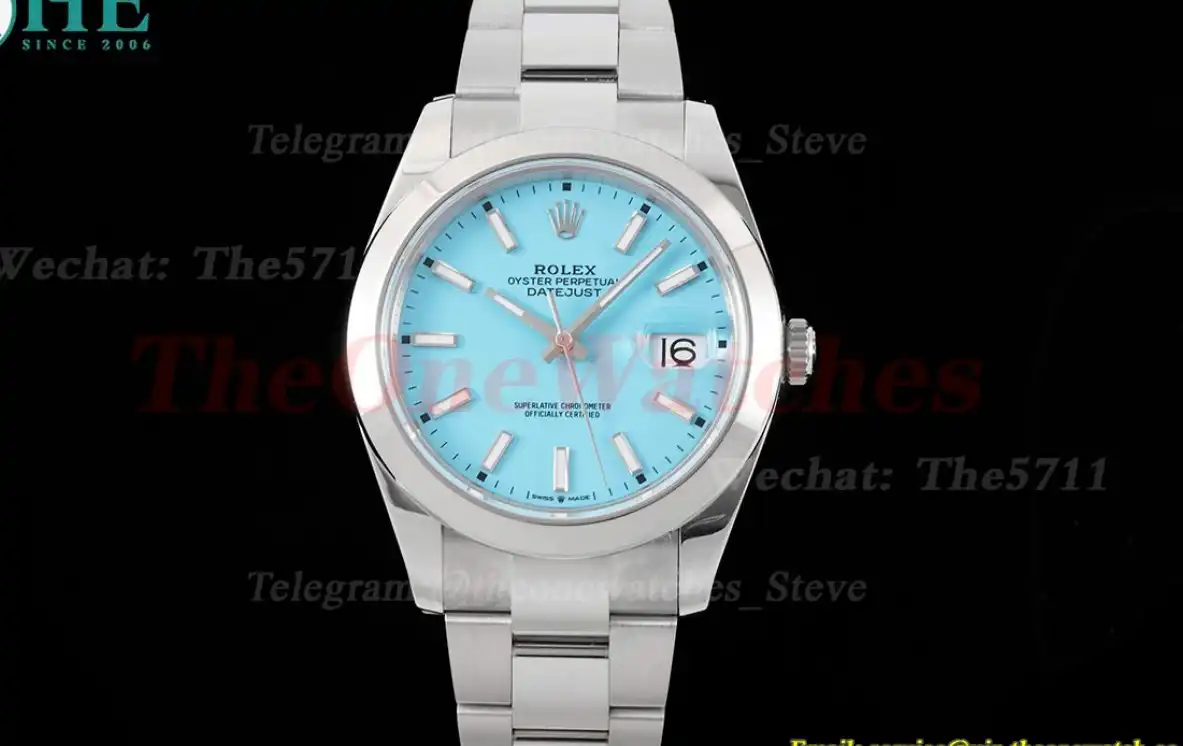 Datejust 126300 41mm Oyster 904L SS SS Tiffany Blue Dial King VR3235