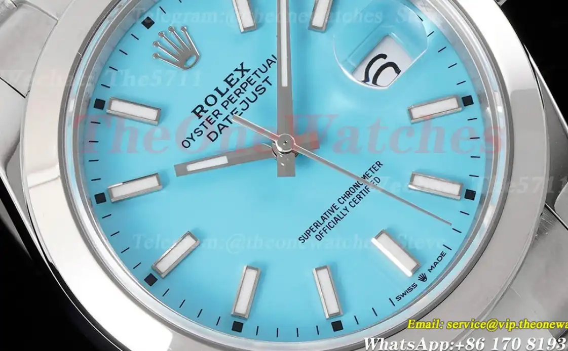 Datejust 126300 41mm Oyster 904L SS SS Tiffany Blue Dial King VR3235