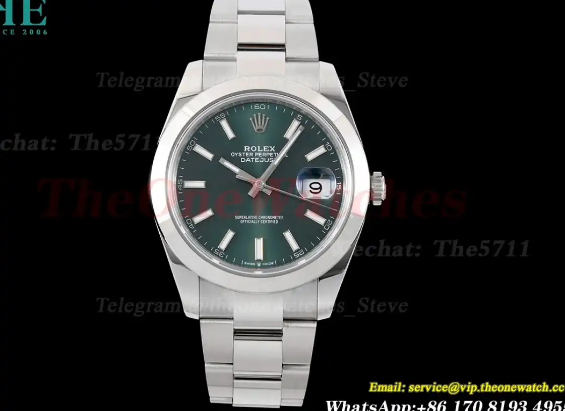 Datejust 126300 41mm Oyster 904L SS SS Green Stk King VR3235