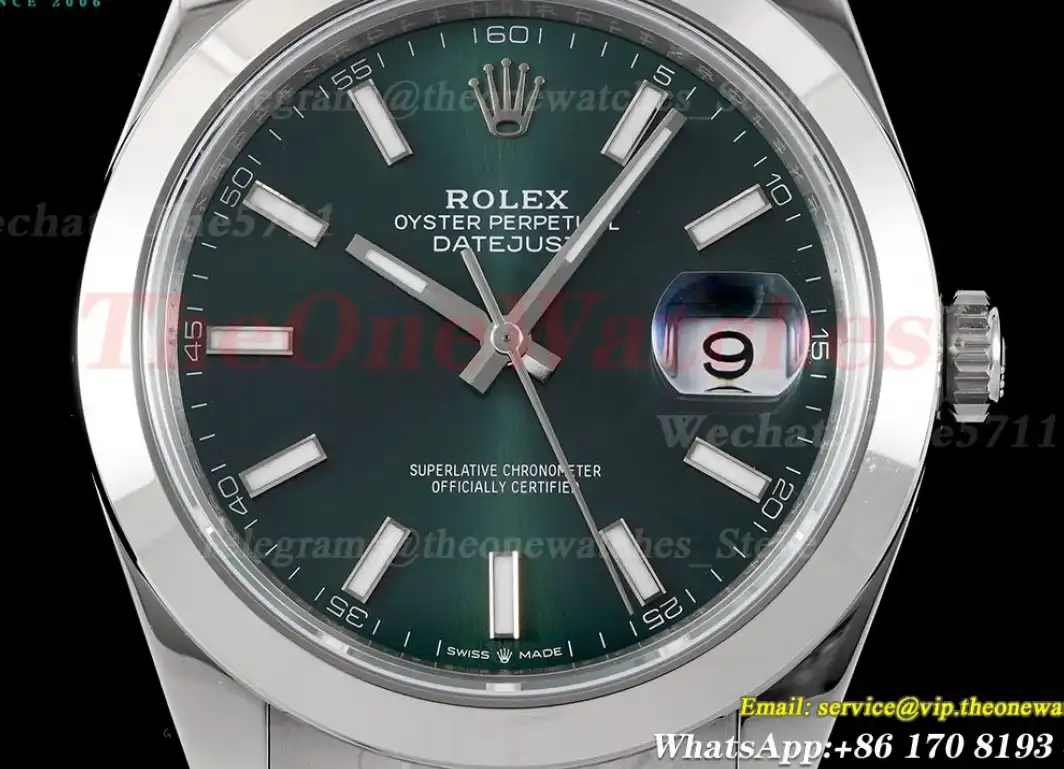 Datejust 126300 41mm Oyster 904L SS SS Green Stk King VR3235