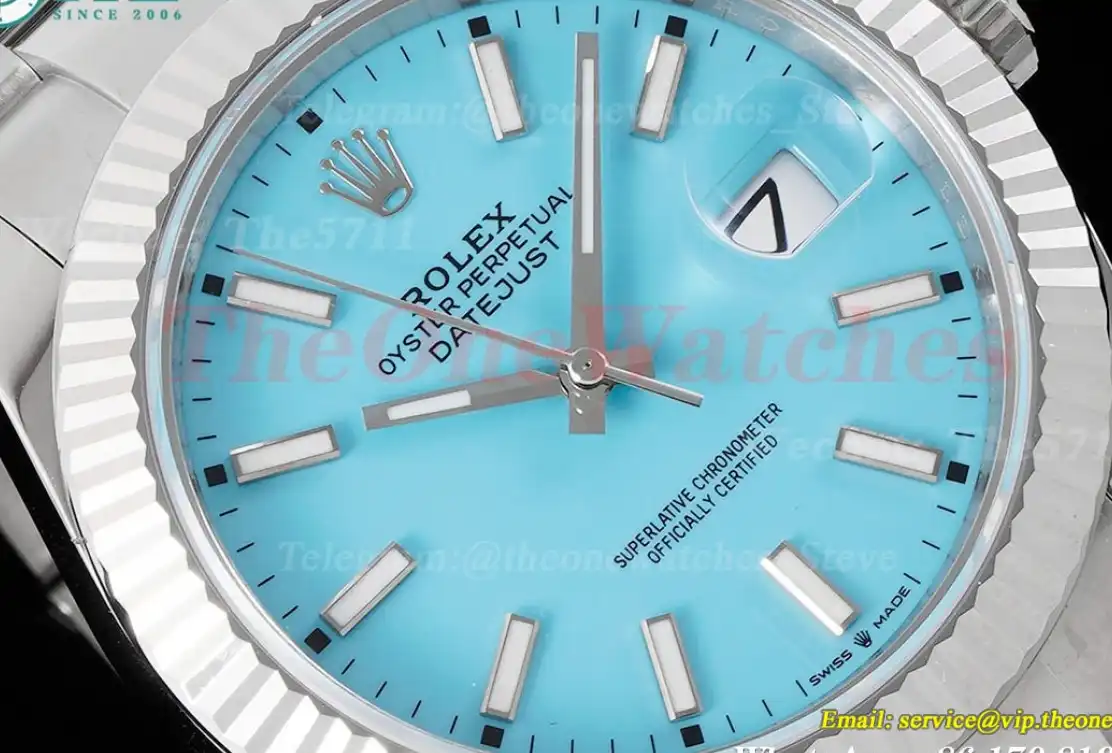 Datejust 126334 41mm Oyster 904L SS SS Tiffany Blue Dial King VR3235