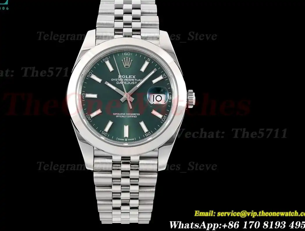 Datejust 126300 41mm Jubilee 904L SS SS Green Stk King VR3235