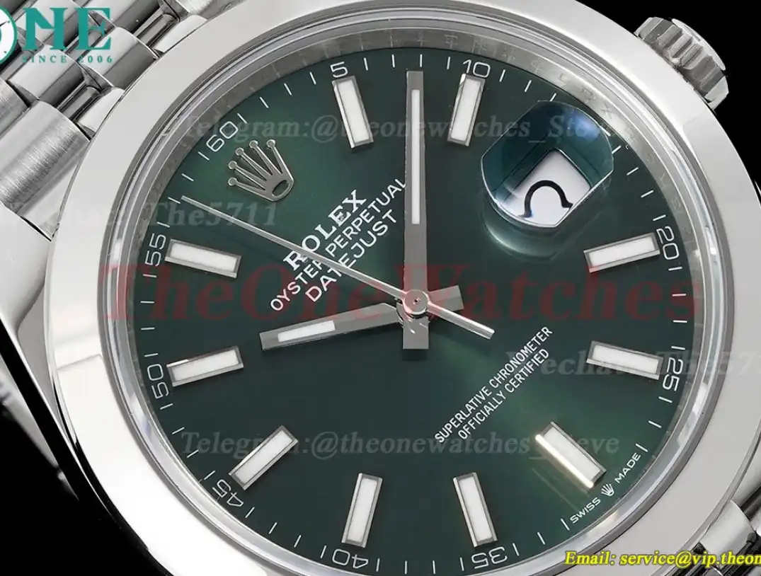 Datejust 126300 41mm Jubilee 904L SS SS Green Stk King VR3235