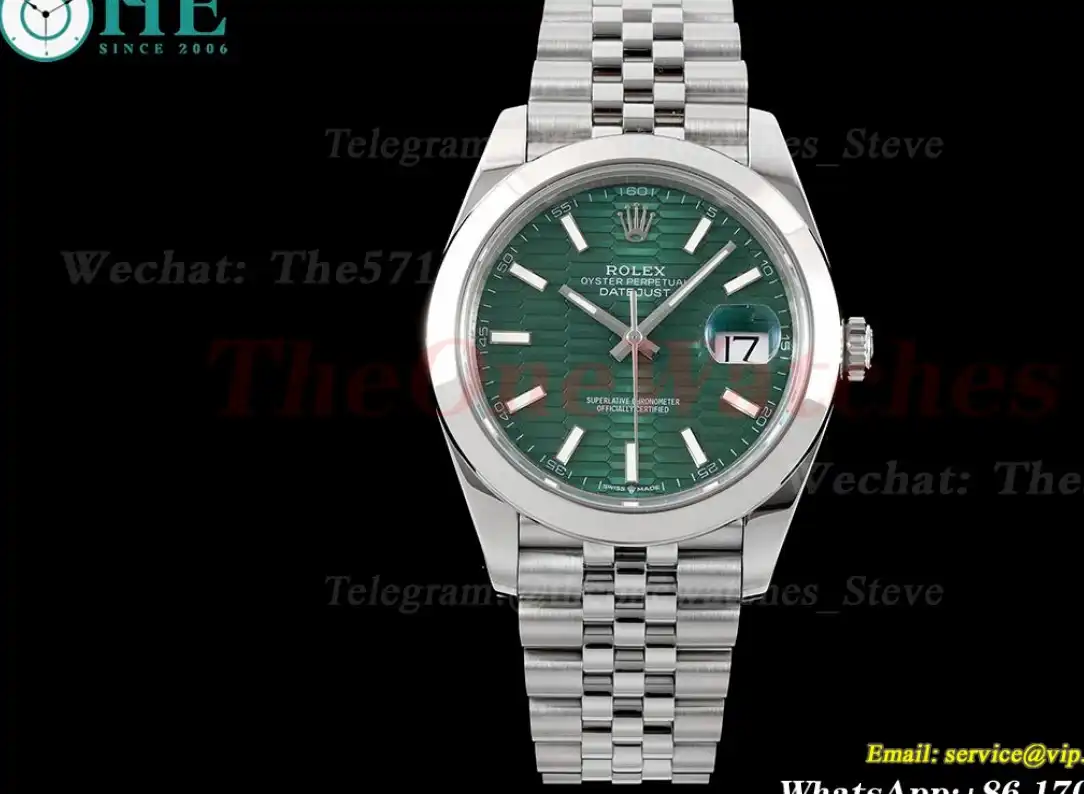 Datejust 126300 41mm Jubilee 904L SS SS Green Textured Dial King VR3235