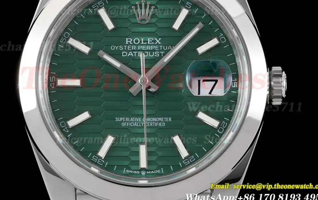 Datejust 126300 41mm Jubilee 904L SS SS Green Textured Dial King VR3235