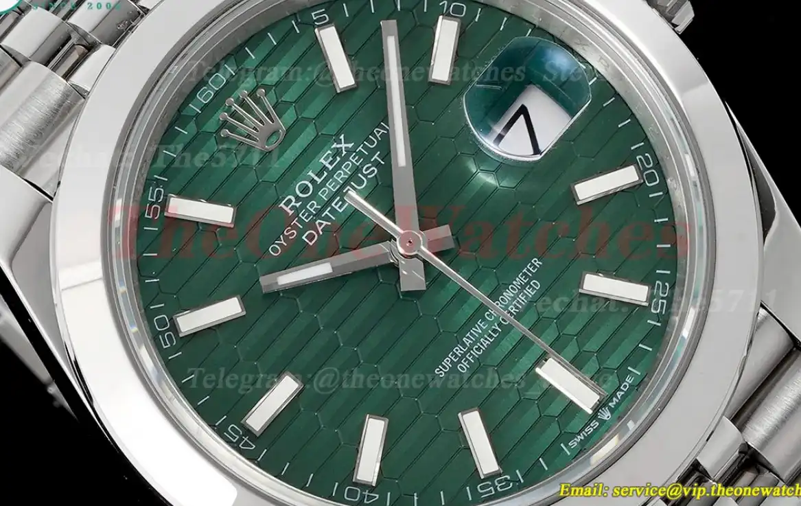 Datejust 126300 41mm Jubilee 904L SS SS Green Textured Dial King VR3235