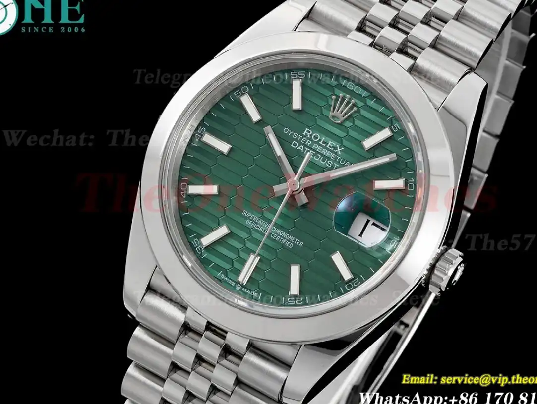 Datejust 126300 41mm Jubilee 904L SS SS Green Textured Dial King VR3235