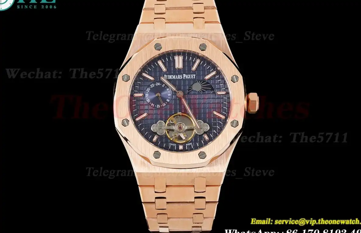 Royal Oak Fake tourbillon RG RG Blue Stk ABF A23J(Erotic)