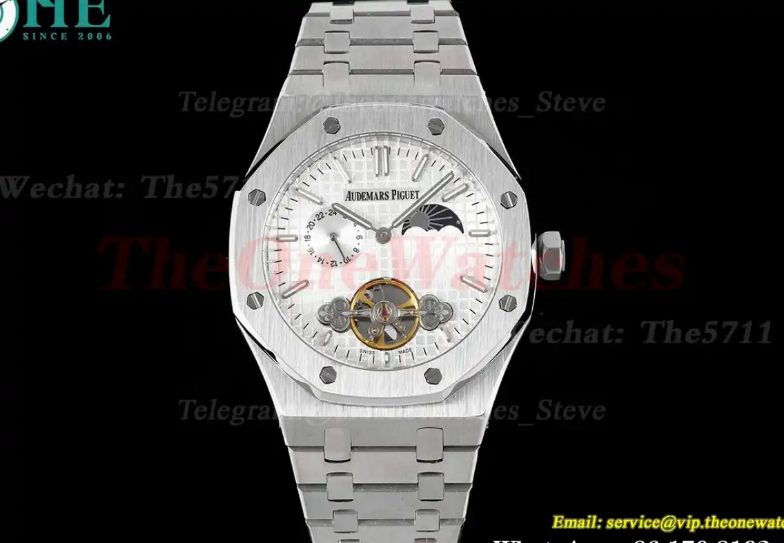 Royal Oak Fake tourbillon SS SS White Stk ABF A23J(Erotic)