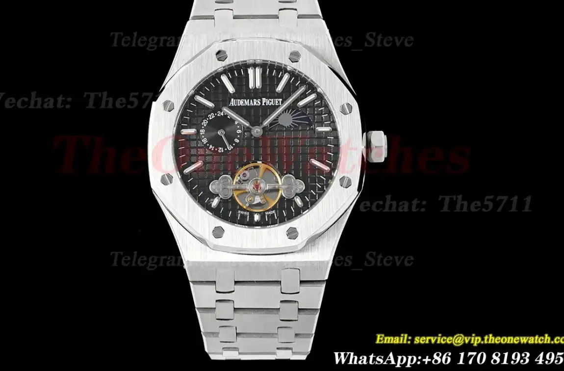 Royal Oak Fake tourbillon SS SS Black Stk ABF A23J(Erotic)