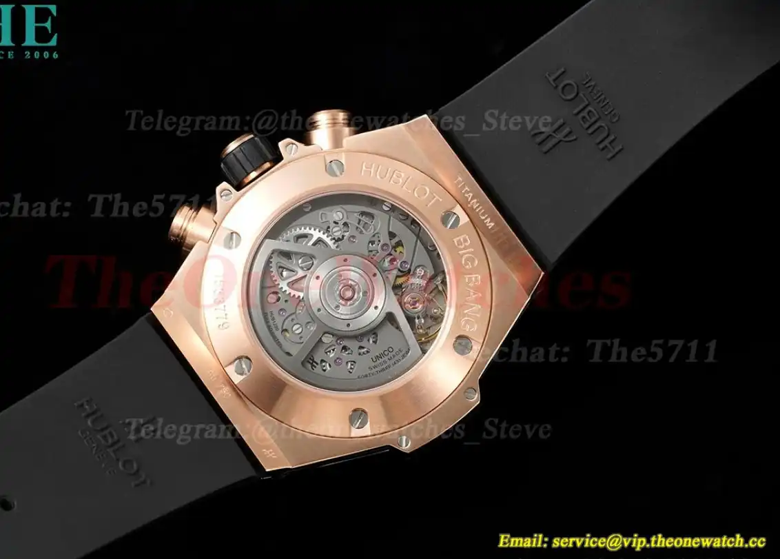 Big Bang Unico 44mm Gems Bezel Titanium RG Diams Rubber BBF A1280