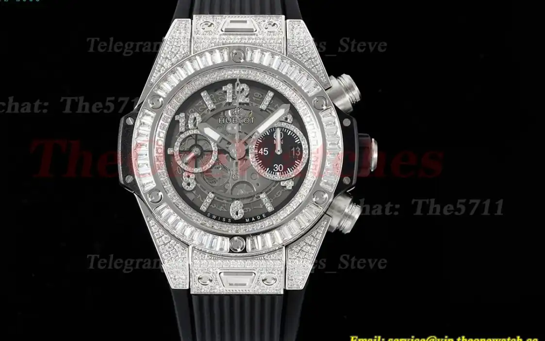 Big Bang Unico 44mm Gems Bezel Titanium SS Diams Rubber BBF A1280