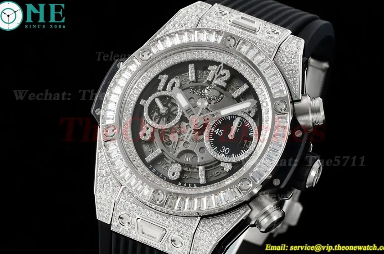 Big Bang Unico 44mm Gems Bezel Titanium SS Diams Rubber BBF A1280