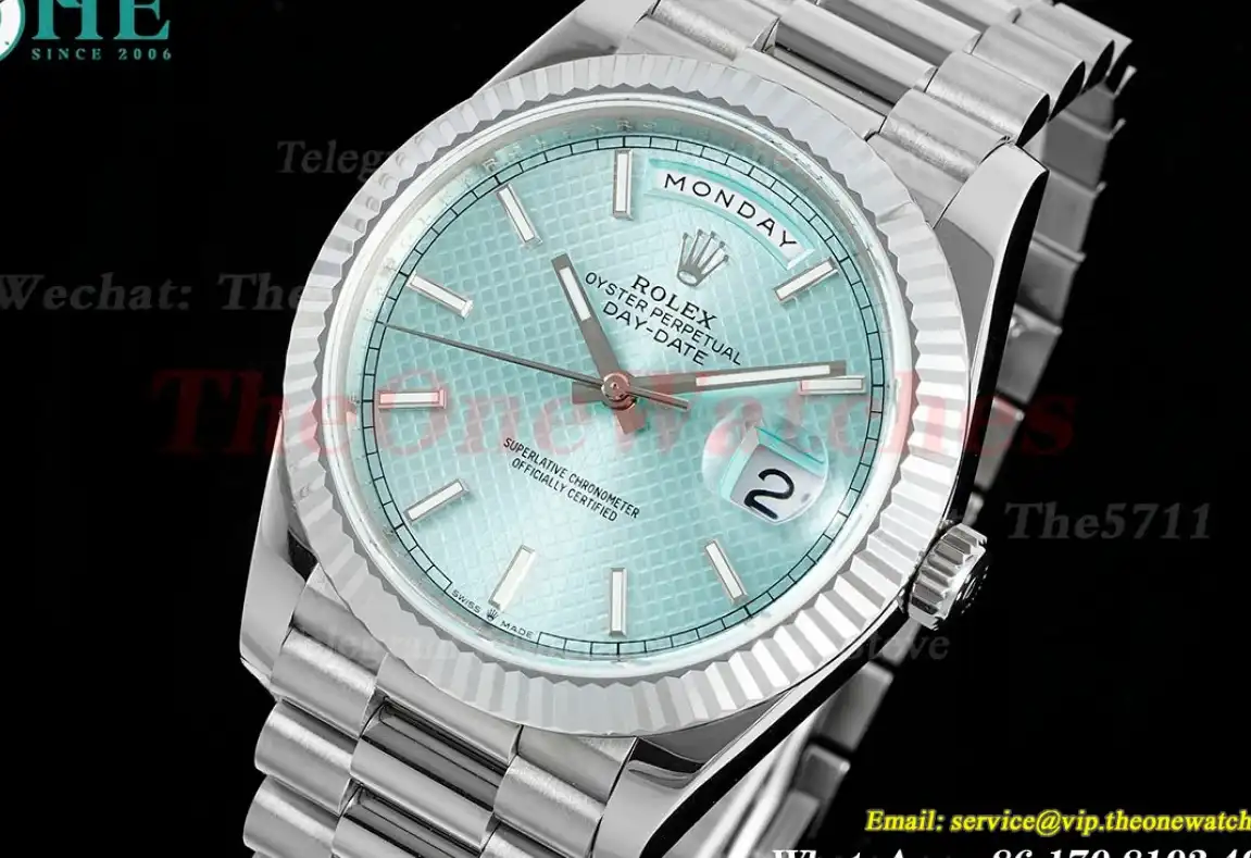 DayDate 228236 40mm SS SS Ice Blue Textured Dial JDF V4 VR3255 (Gain Weight)