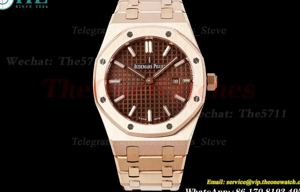 Royal Oak Ladies 67650 33mm RG RG Brown ZF Swiss Qtz