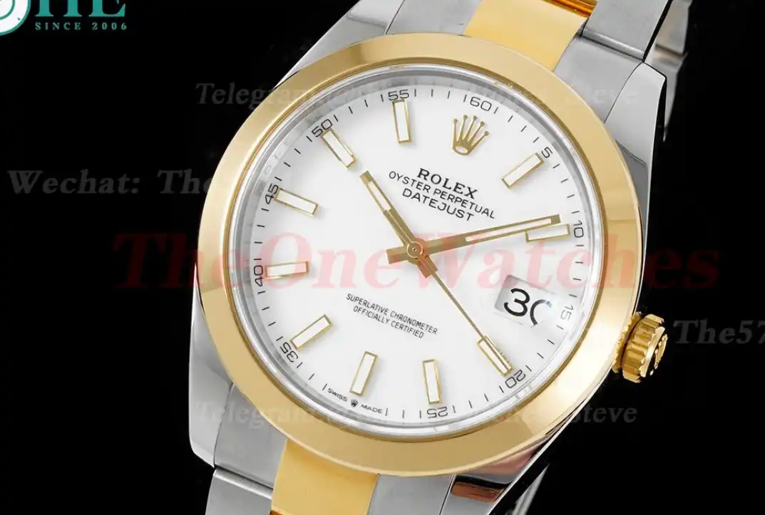 Datejust 126303 41mm Oyster 904L SS YG White Stk King VR3235