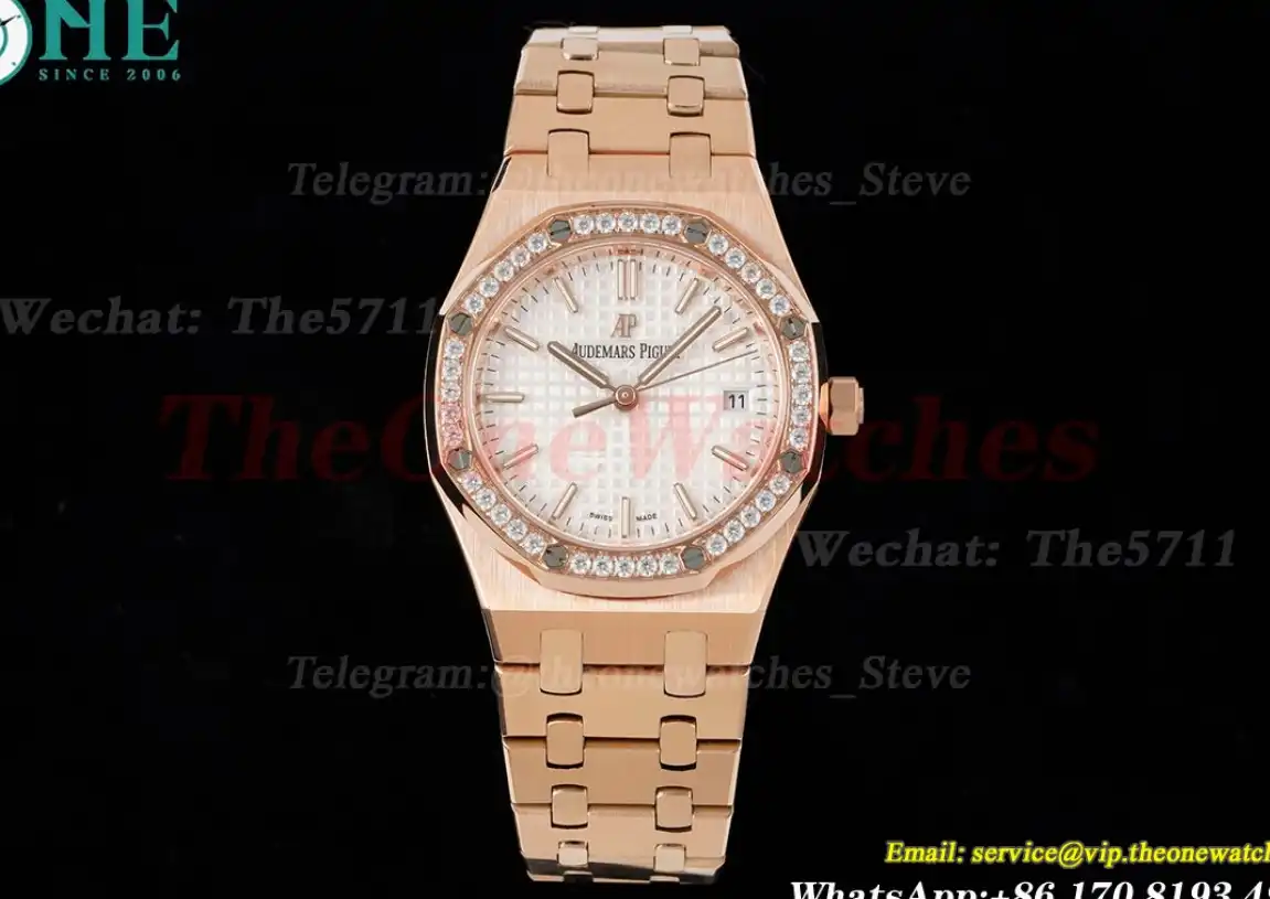 Royal Oak 77351 Ladies 34mm RG RG White Diamonds 8F A5800