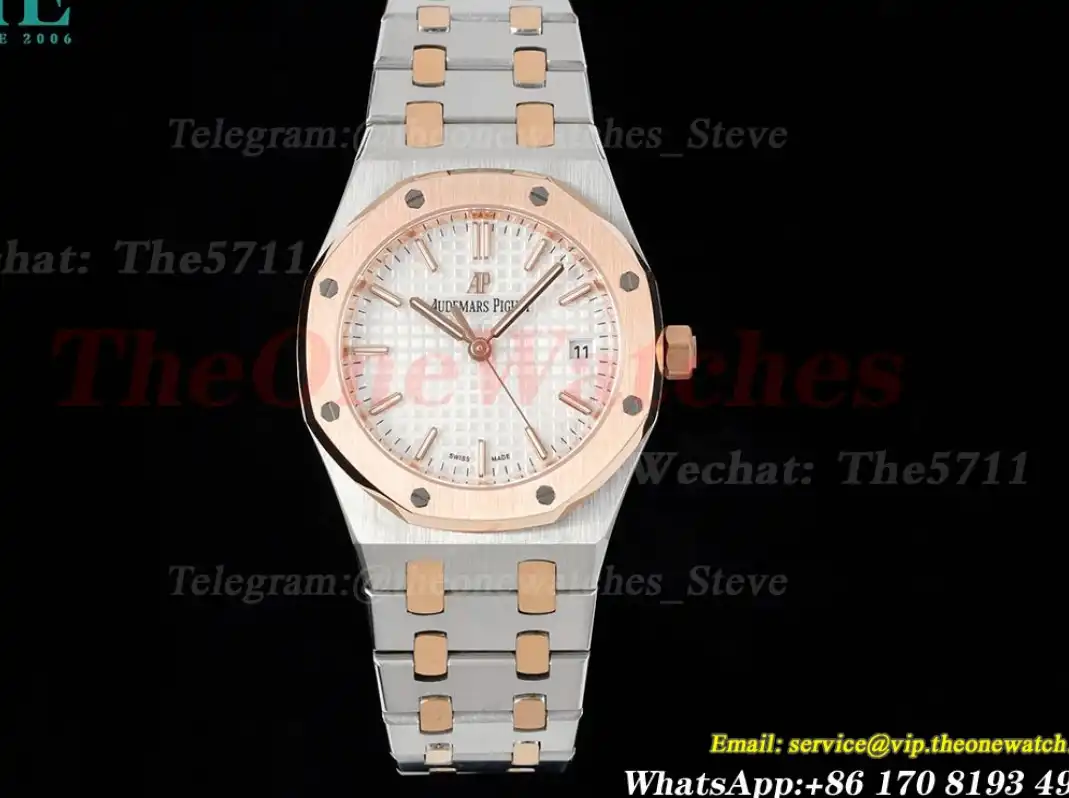 Royal Oak 77350 Ladies 34mm RG SS White Dial 8F A5800