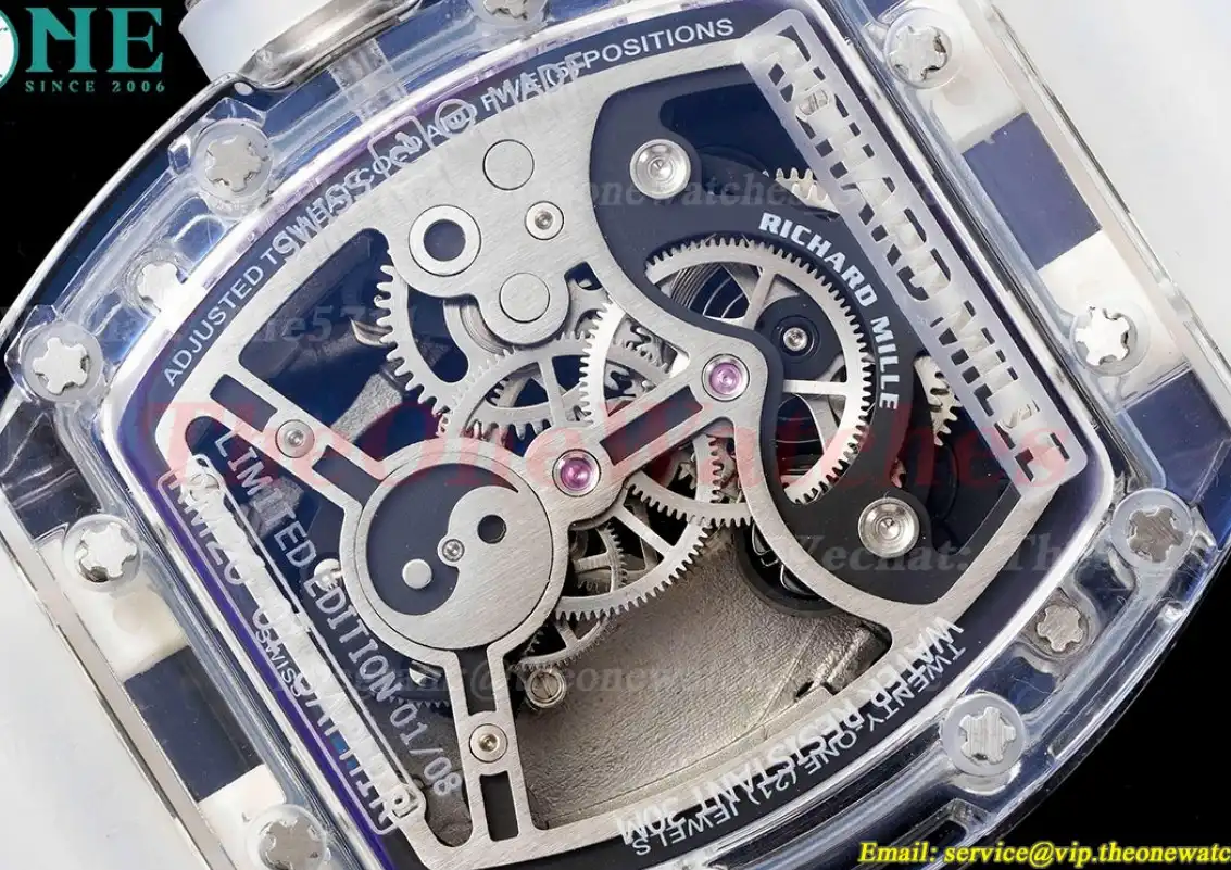 RM26-01 Transparent Skeleton dail with White Rubber strap RMSF Tourbillon