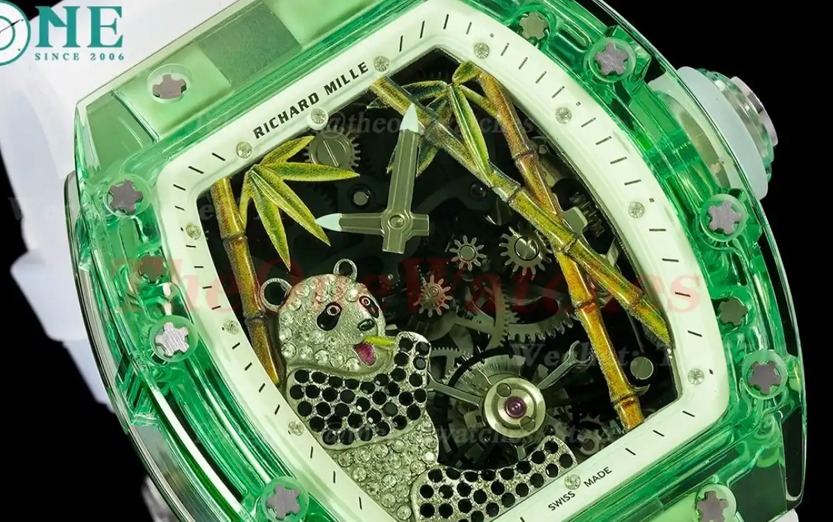 RM26-01 Green Transparent Skeleton dail with White Rubber strap RMSF Tourbillon