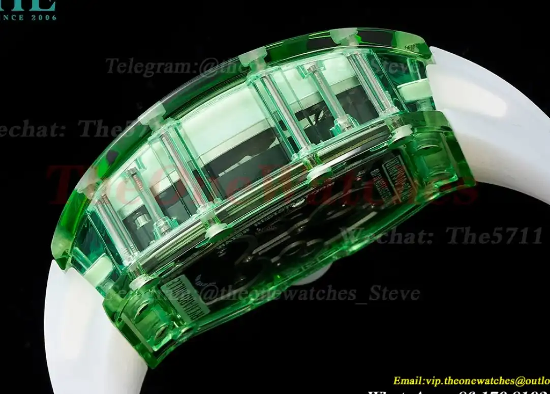 RM26-01 Green Transparent Skeleton dail with White Rubber strap RMSF Tourbillon