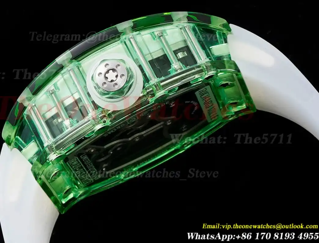 RM26-01 Green Transparent Skeleton dail with White Rubber strap RMSF Tourbillon