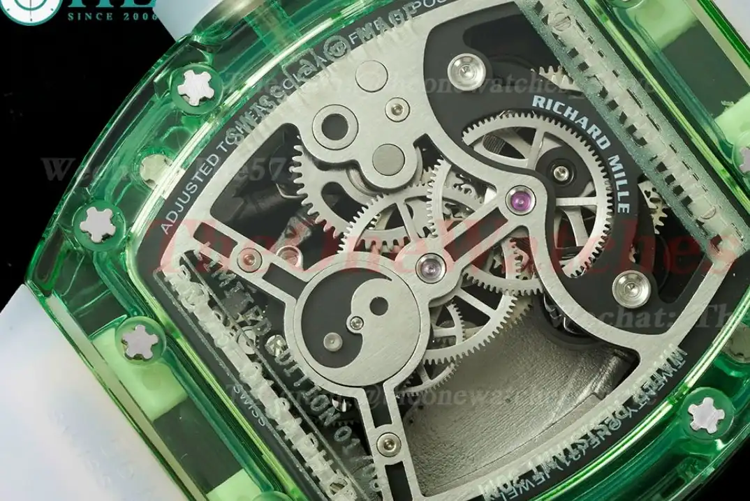 RM26-01 Green Transparent Skeleton dail with White Rubber strap RMSF Tourbillon