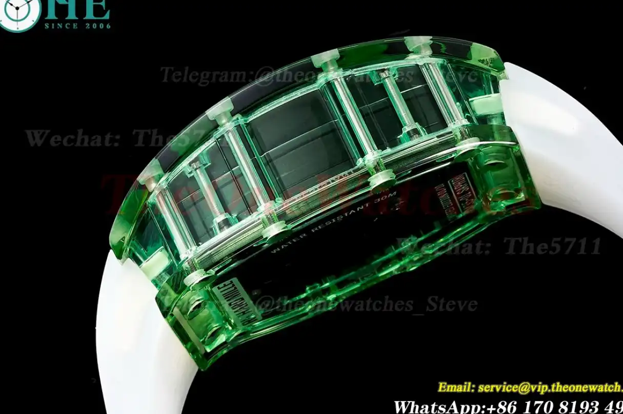 RM35-01 Green Transparent Skeleton Dial with White Rubber strap RMSF Clone RMUL2