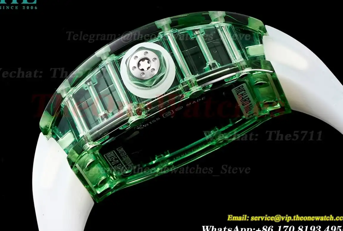 RM35-01 Green Transparent Skeleton Dial with White Rubber strap RMSF Clone RMUL2