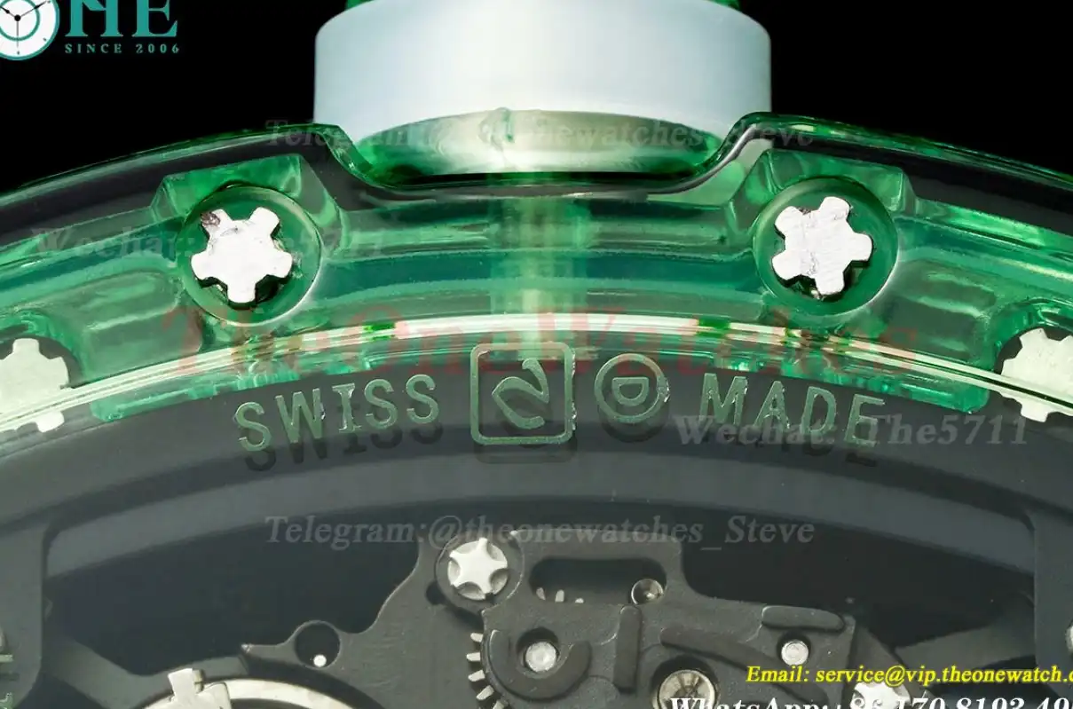 RM35-01 Green Transparent Skeleton Dial with White Rubber strap RMSF Clone RMUL2