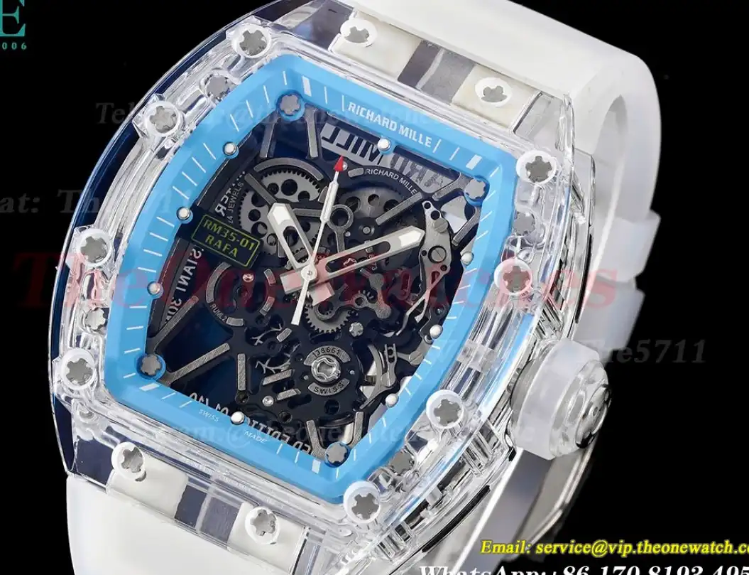 RM35-01 Transparent Skeleton Dial on White Rubber strap RMSF Clone RMUL2