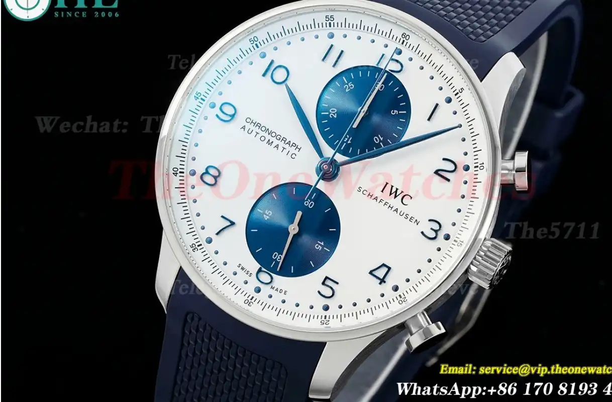 Portuguese Chrono 41mm SS RU White Blue Z+F A69355