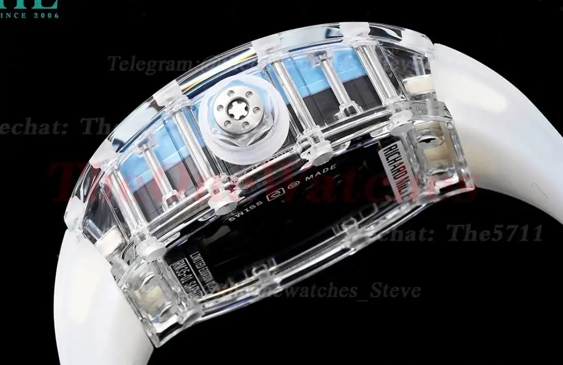 RM35-01 Transparent Skeleton Dial on White Rubber strap RMSF Clone RMUL2