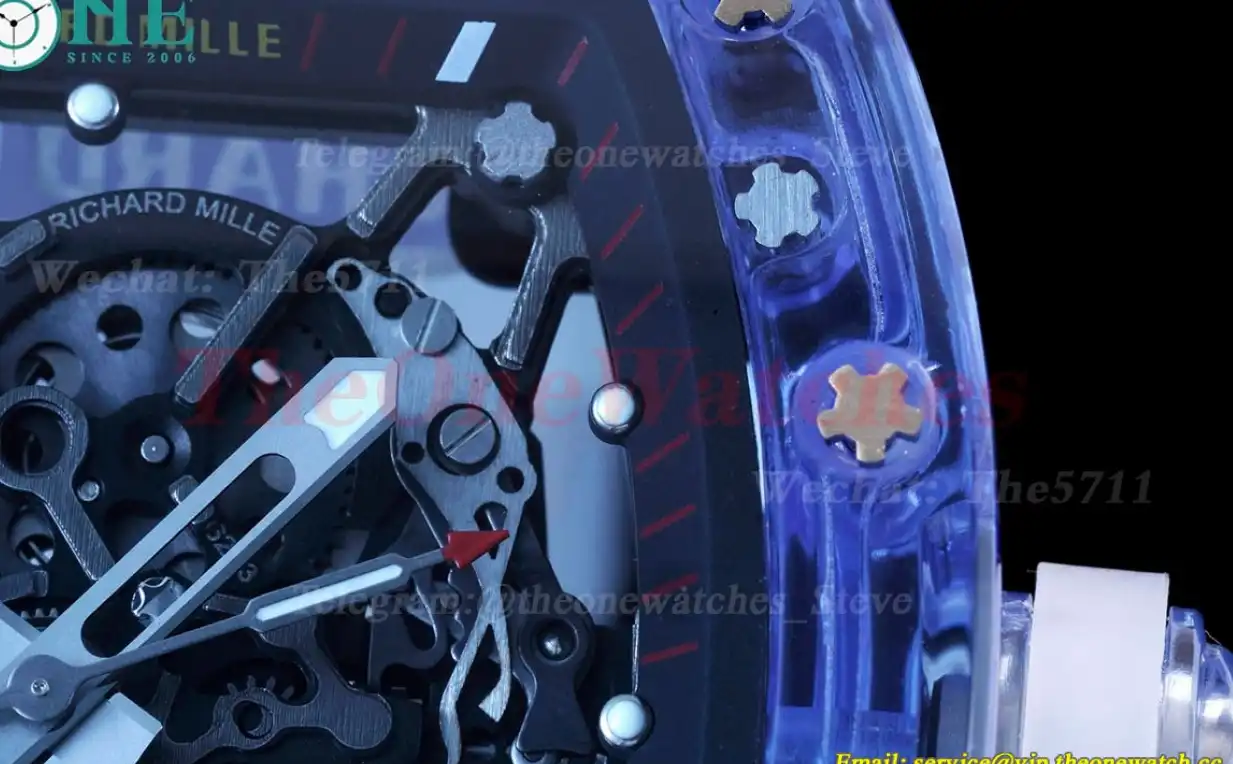 RM35-01 Blue Transparent Skeleton Dial on White Rubber strap RMSF Clone RMUL2