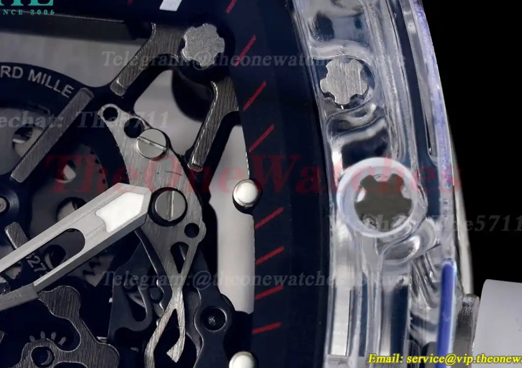 RM35-01 Transparent Skeleton Dial on White Rubber strap RMSF Clone RMUL2