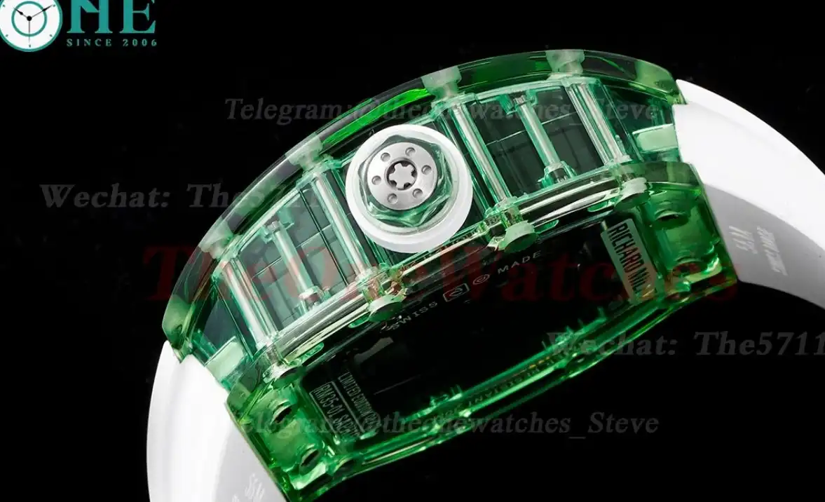 RM35-01 Green Transparent Skeleton Dial on White Rubber strap RMSF Clone RMUL2